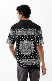 Black Bandana Patchwork Printed Shirt