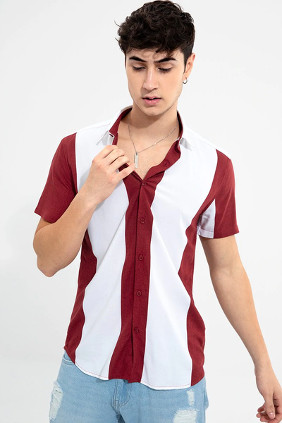 Merlot Red Big Stripe  Shirt