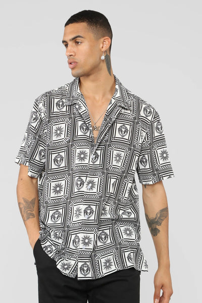 White Patchwork Printed Shirt