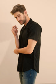 Plain Black Half  Sleeve Shirt