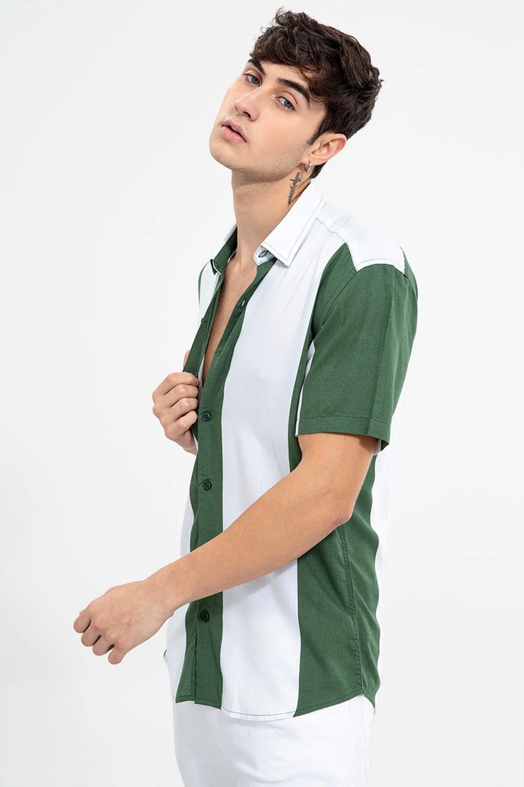 Mineral Green Big Stripe  Shirt