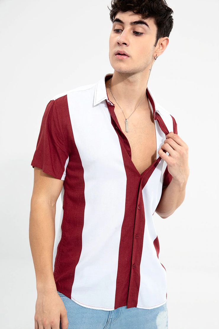 Merlot Red Big Stripe  Shirt