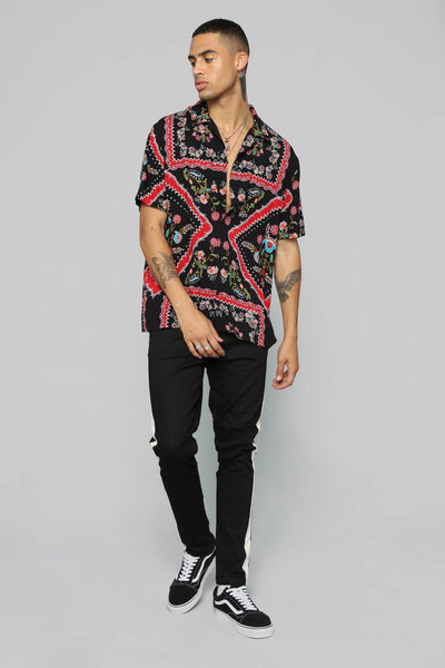 Red Rafael woven printed shirt