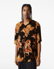 Dragon design black half sleeve shirt for men