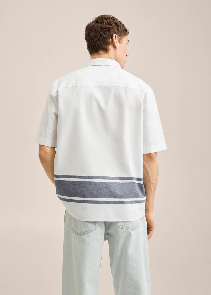 White line print half sleeve shirt for men