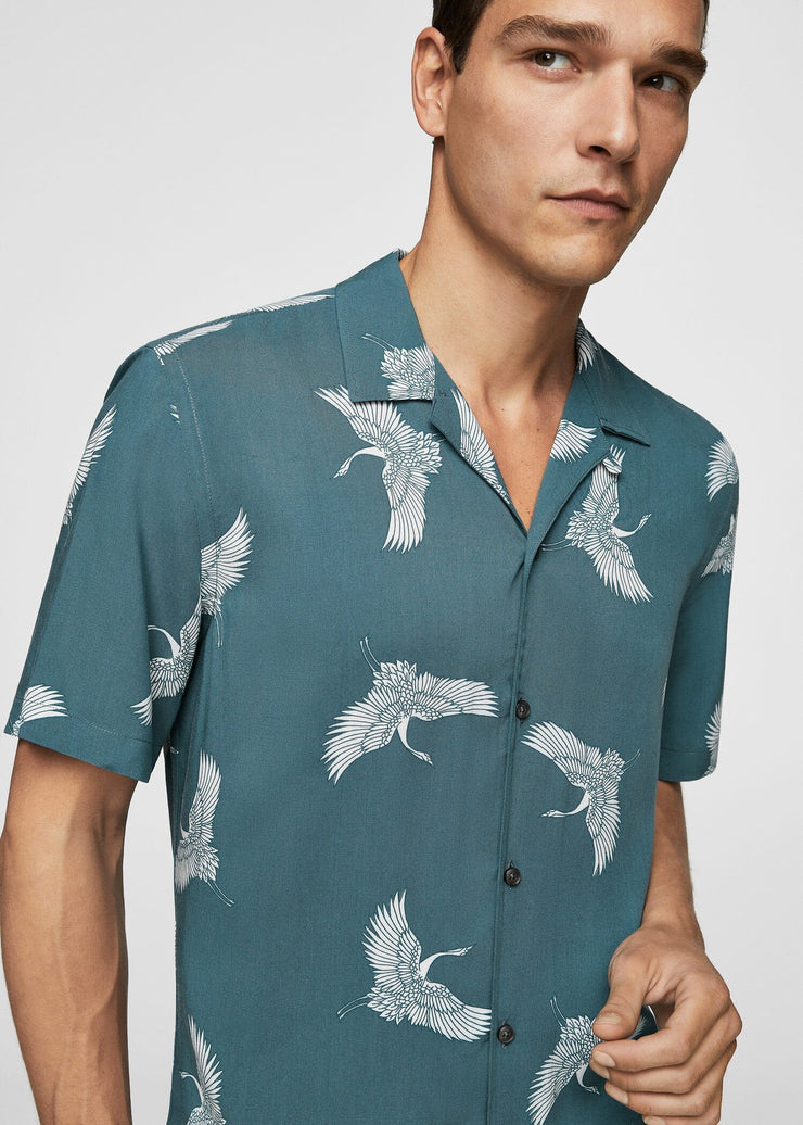 Blue Flamingo Printed Shirt