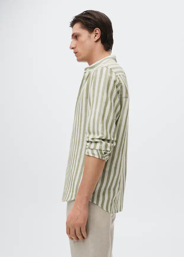 OLIVE GREY STRIPE  SHIRT