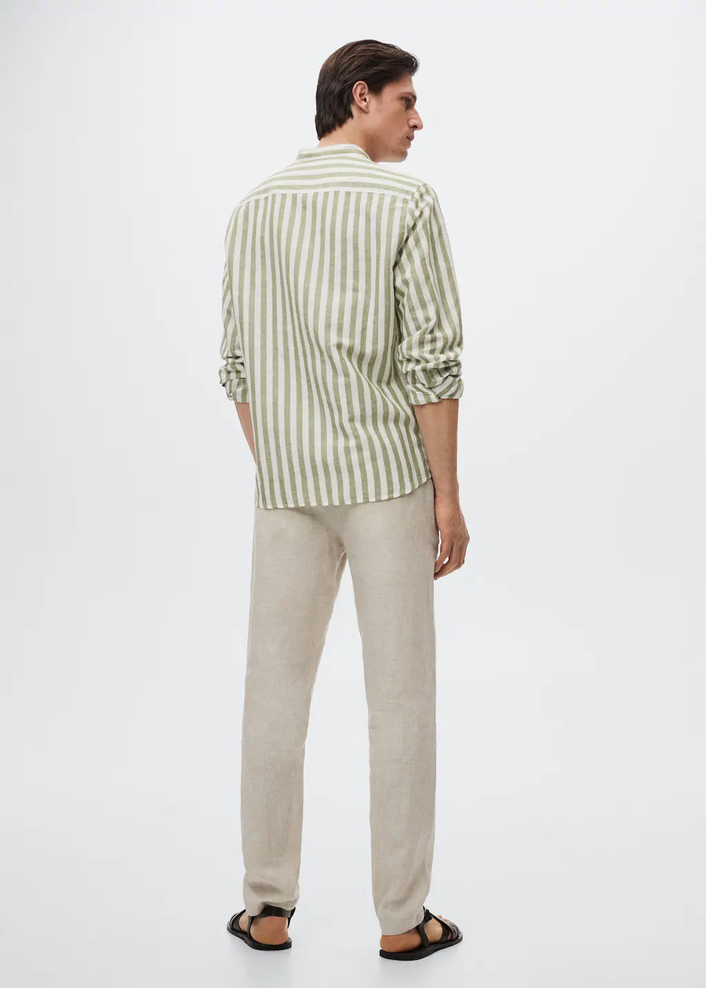 Olive Grey Stripe Printed Shirt