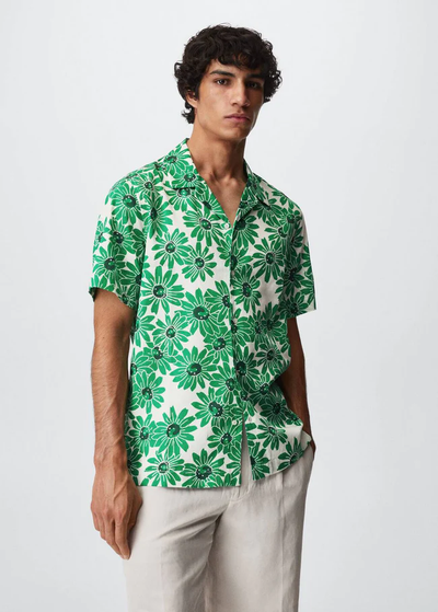 Green Floral Printed Shirt