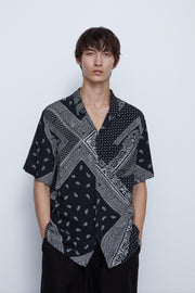 Bandana ethnic black print half sleeve shirt for men