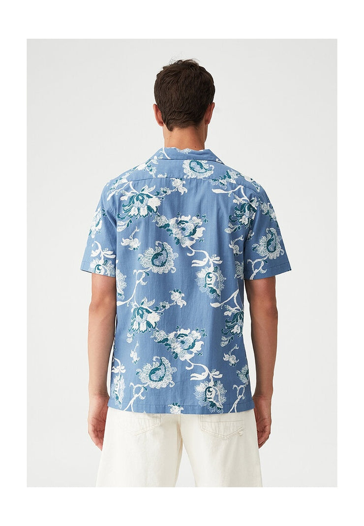 Blue Floral Printed Shirt