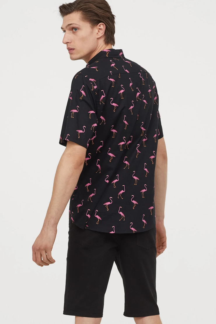 Black Flamingo Printed Shirt