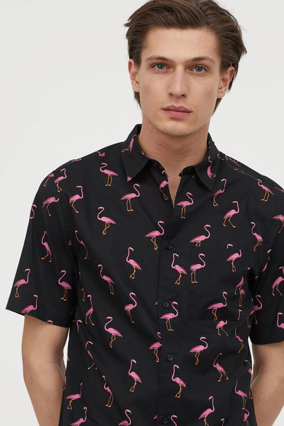 Black Flamingo Printed Shirt