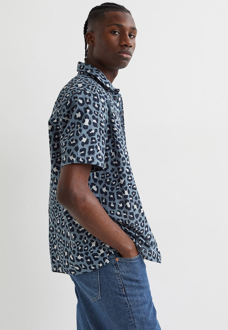 Blue Leopard Printed Shirt